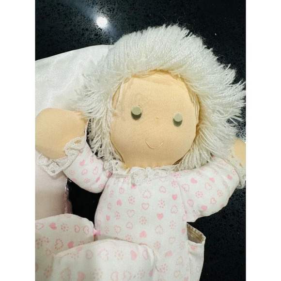 Vintage 80s RUSS BERRIE Girl Sleeping Pink Moon Plush Baby Child Toy Doll Decor - Picture 4 of 6